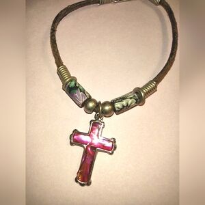 Lot of 4: Crystal Cross & Beaded Suede Bracelets